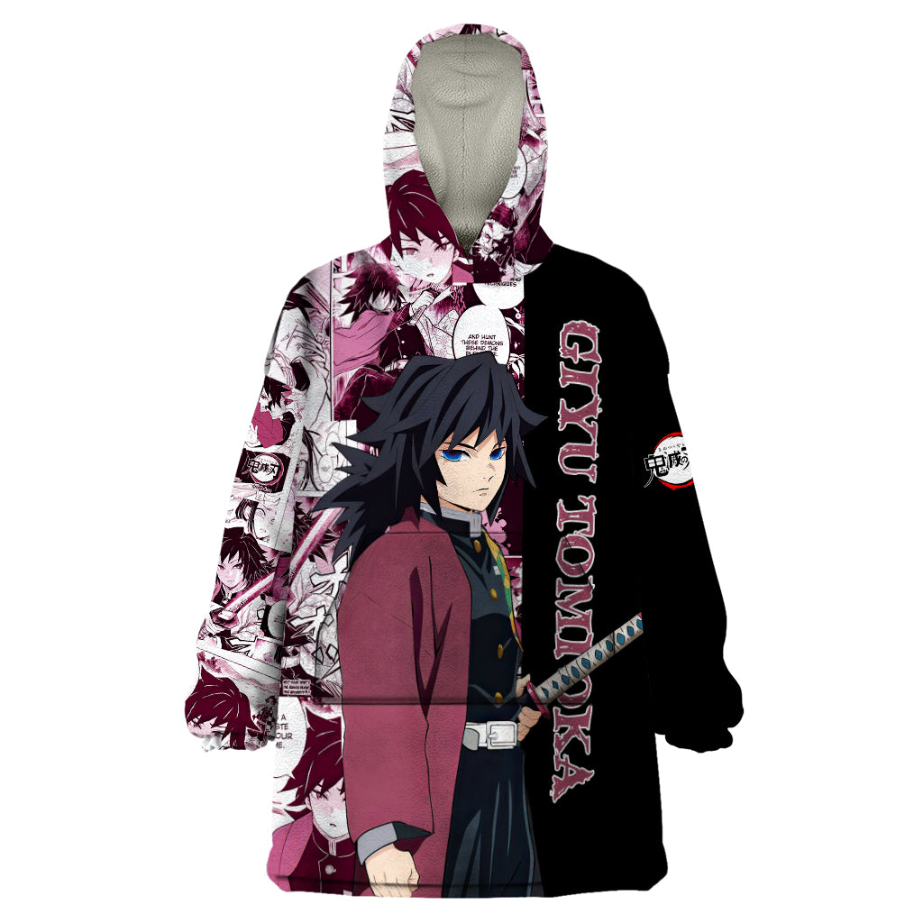 Giyu Tomioka Demon Slayer Wearable Blanket Hoodie Anime Mix Manga Style
