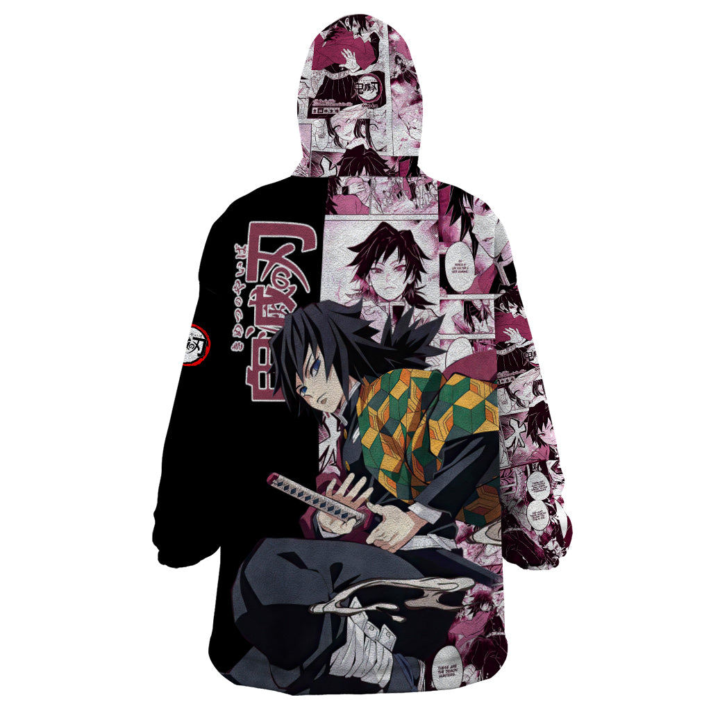 Giyu Tomioka Demon Slayer Wearable Blanket Hoodie Anime Mix Manga Style