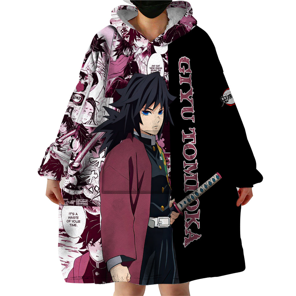Giyu Tomioka Demon Slayer Wearable Blanket Hoodie Anime Mix Manga Style