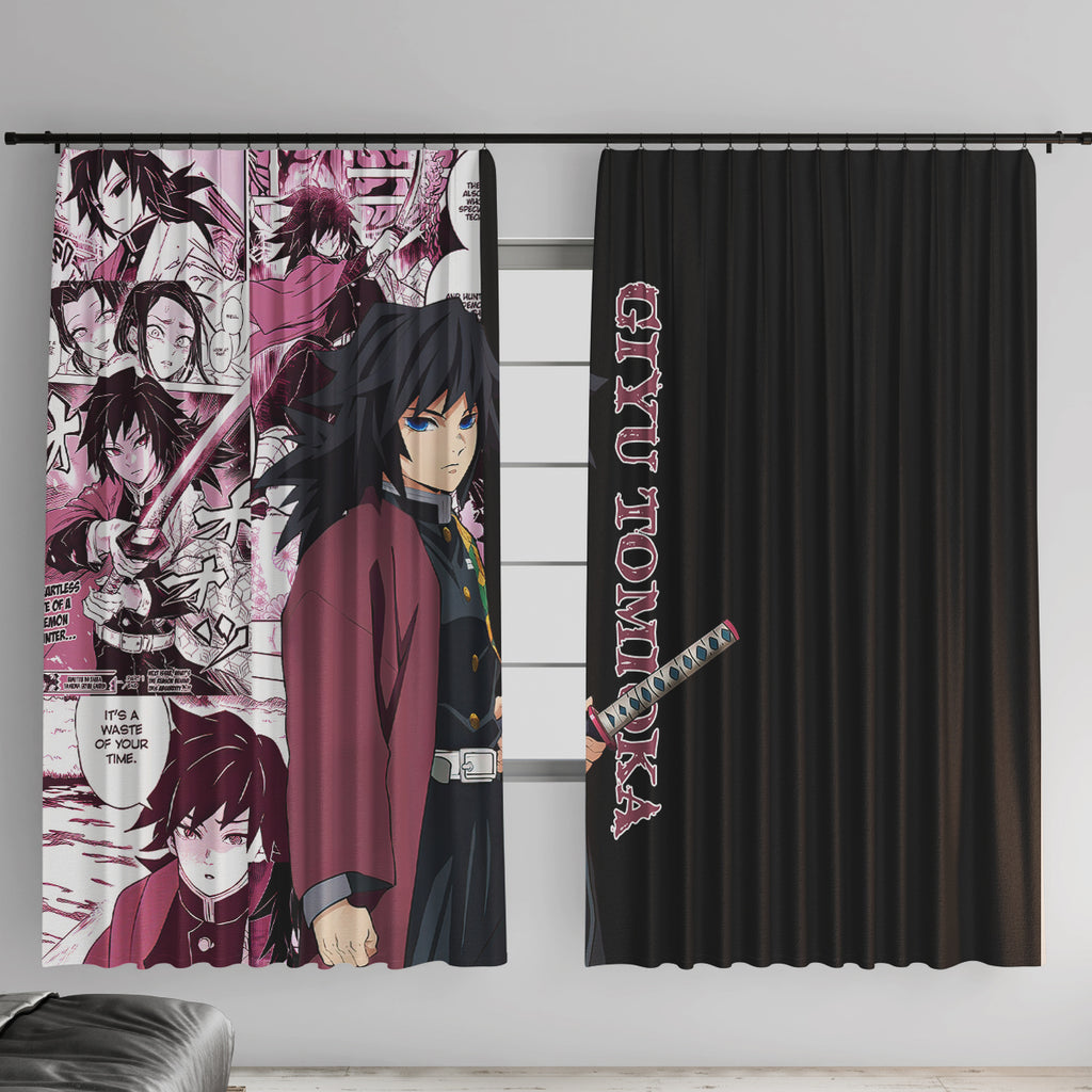 Giyu Tomioka Demon Slayer Window Curtain Anime Mix Manga Style
