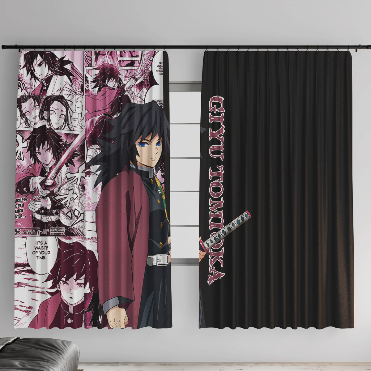 Giyu Tomioka Demon Slayer Window Curtain Anime Mix Manga Style