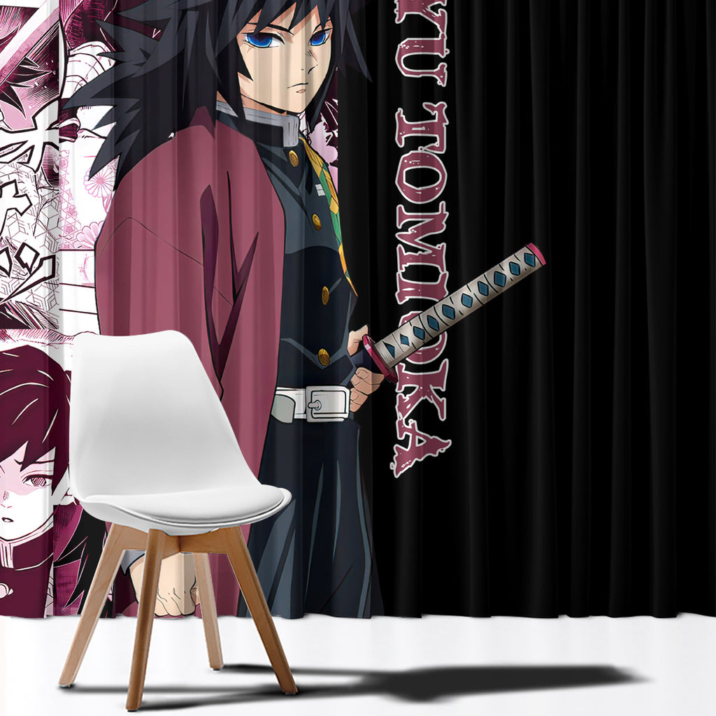 Giyu Tomioka Demon Slayer Window Curtain Anime Mix Manga Style