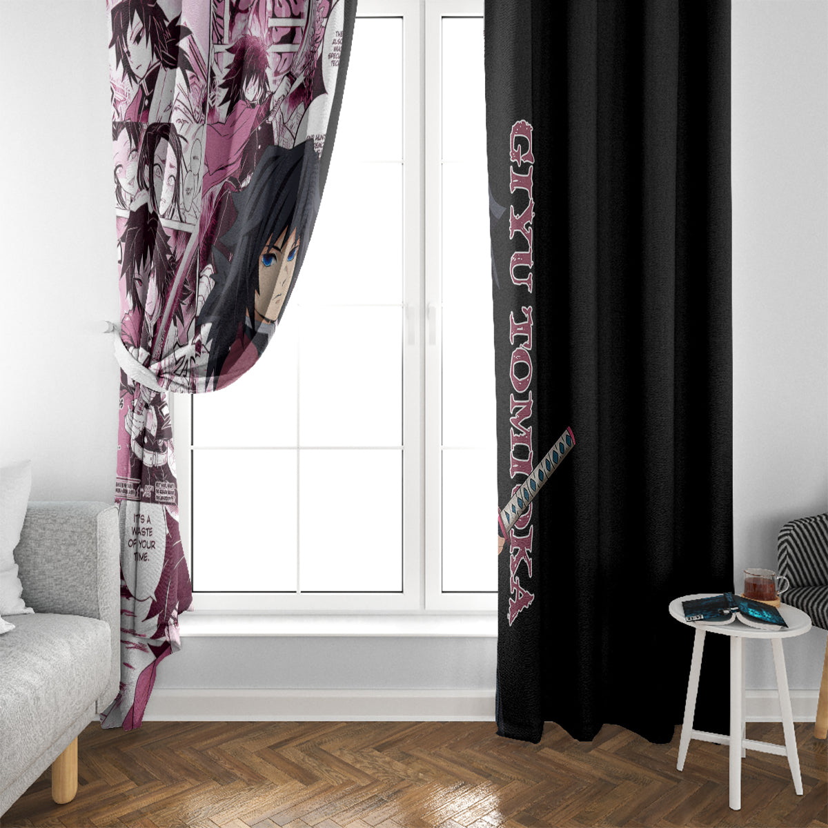 Giyu Tomioka Demon Slayer Window Curtain Anime Mix Manga Style