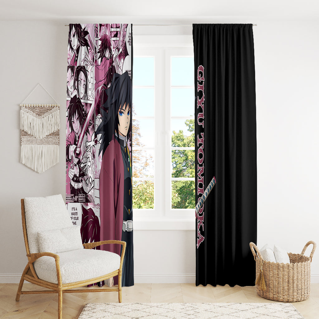 Giyu Tomioka Demon Slayer Window Curtain Anime Mix Manga Style