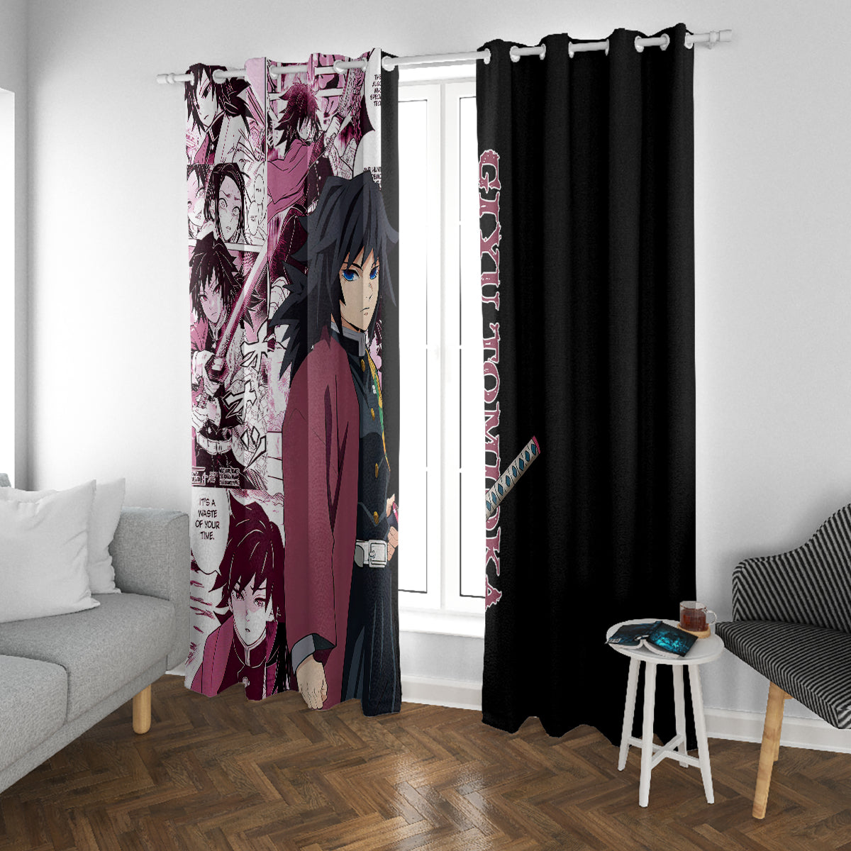 Giyu Tomioka Demon Slayer Window Curtain Anime Mix Manga Style