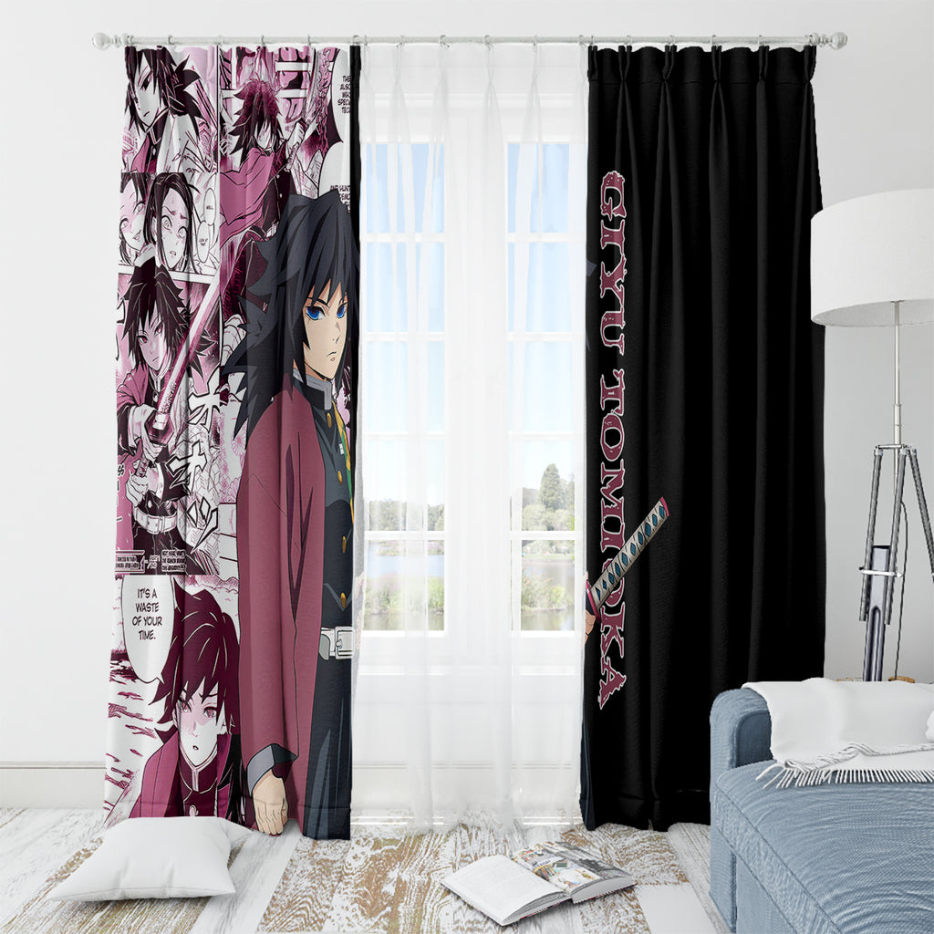 Giyu Tomioka Demon Slayer Window Curtain Anime Mix Manga Style
