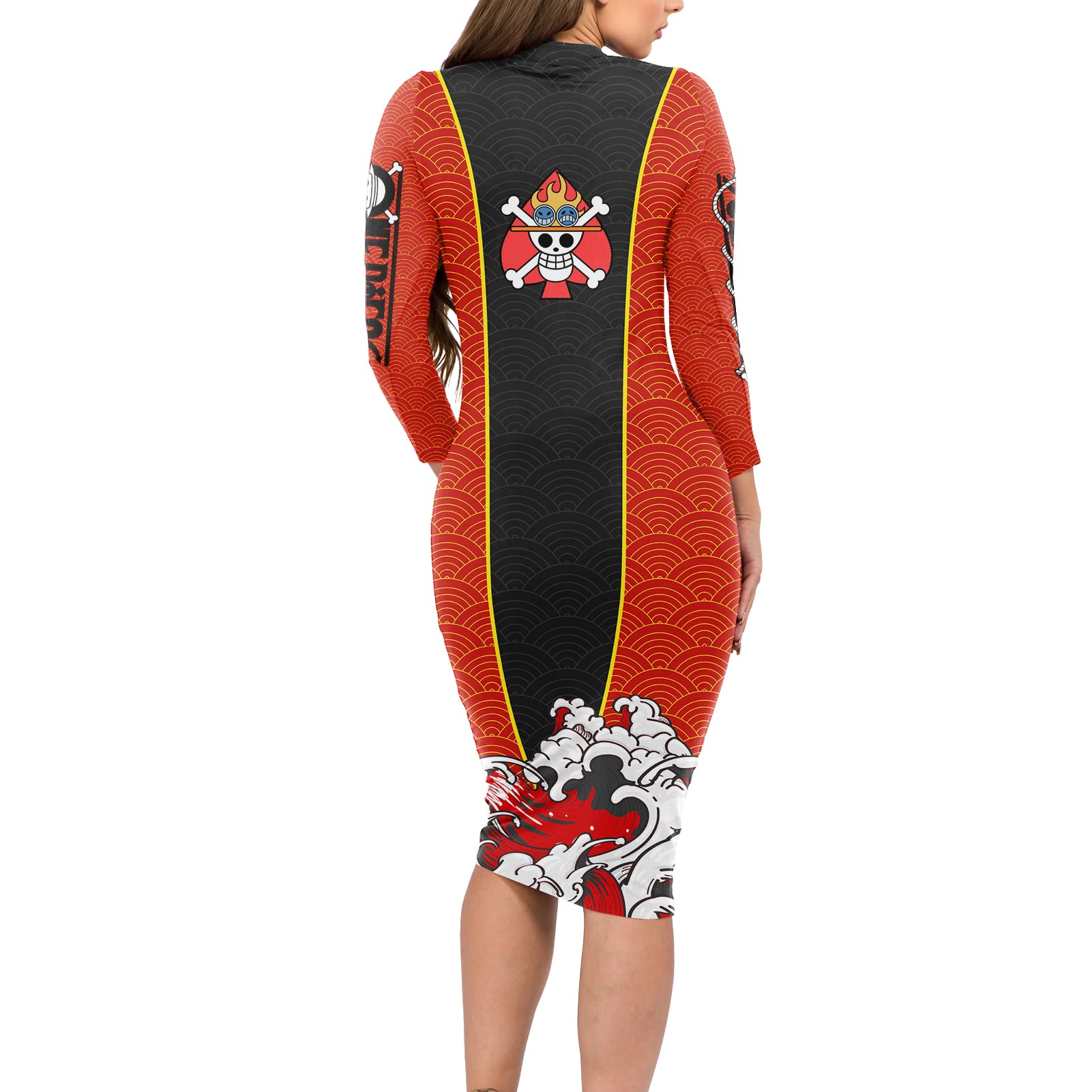 Portgas D.Ace - One Piece Long Sleeve Bodycon Dress Anime Japan Style