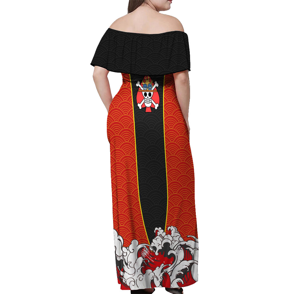 Portgas D.Ace - One Piece Off Shoulder Maxi Dress Anime Japan Style