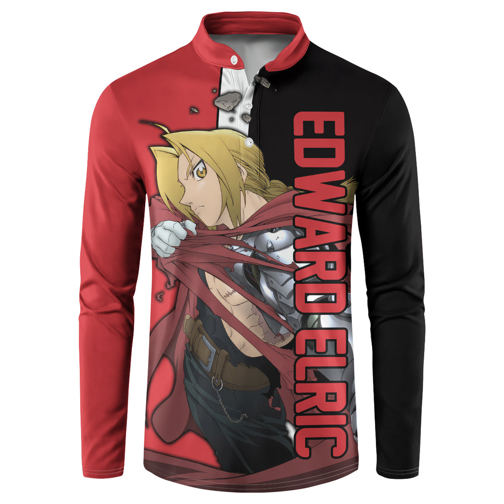 Elric Edward - Fullmetal Alchemist Button Sweatshirt Anime Style