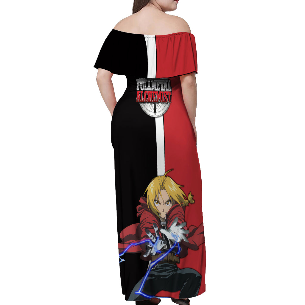 Elric Edward - Fullmetal Alchemist Off Shoulder Maxi Dress Anime Style