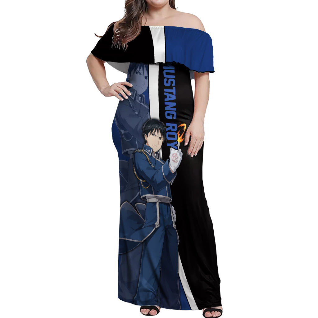Mustang Roy - Fullmetal Alchemist Off Shoulder Maxi Dress Anime Style
