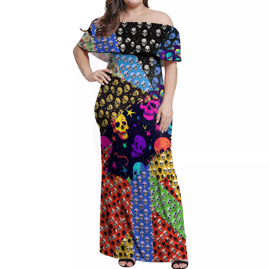 skull-pattern-off-shoulder-maxi-dress-colorful-skull-pattern-mix