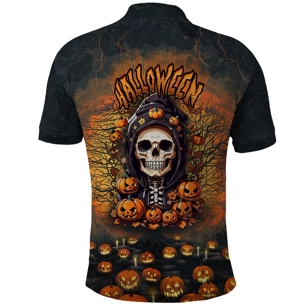 halloween-skull-polo-shirt-pumpkin-themed