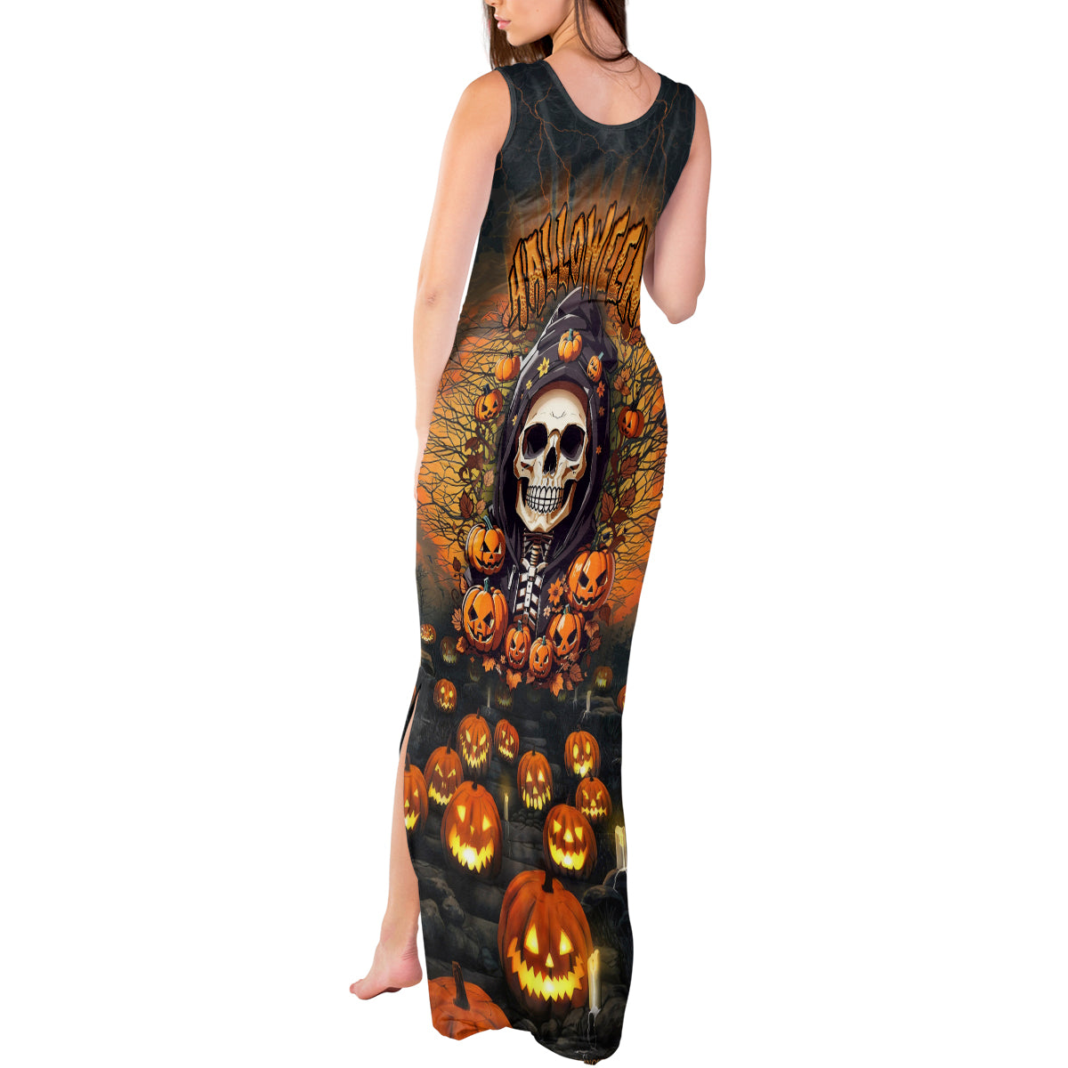 halloween-skull-tank-maxi-dress-pumpkin-themed
