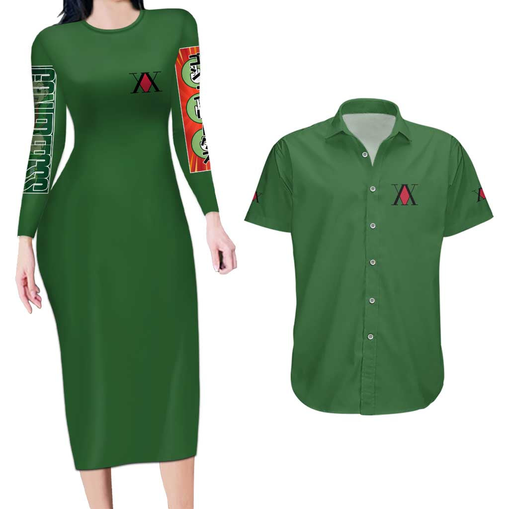 Gon Freecss Hunter x Hunter Couples Matching Long Sleeve Bodycon Dress and Hawaiian Shirt Anime Style