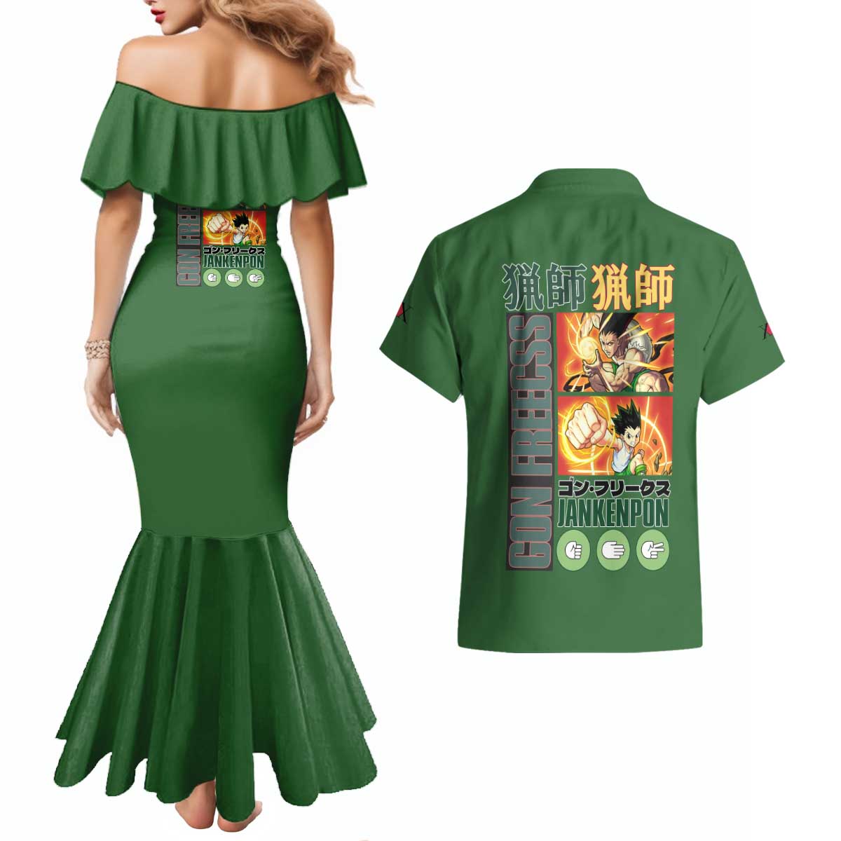 Gon Freecss Hunter x Hunter Couples Matching Mermaid Dress and Hawaiian Shirt Anime Style