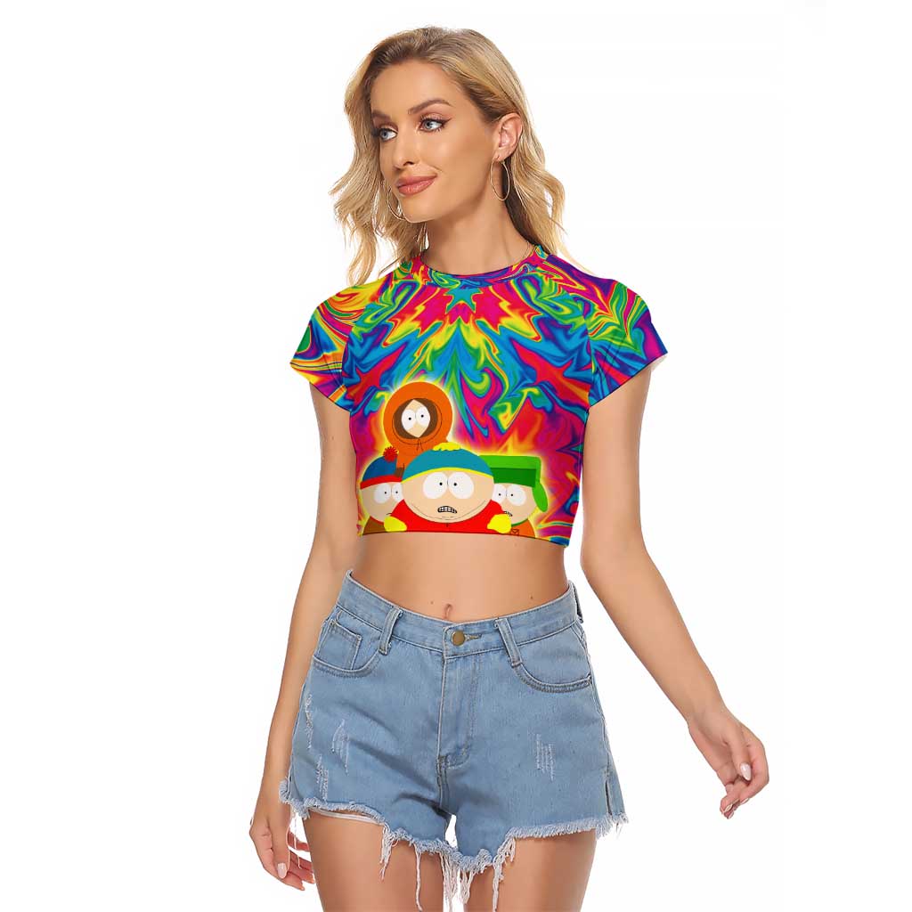 Trippy South Park Raglan Cropped T Shirt Anime Style