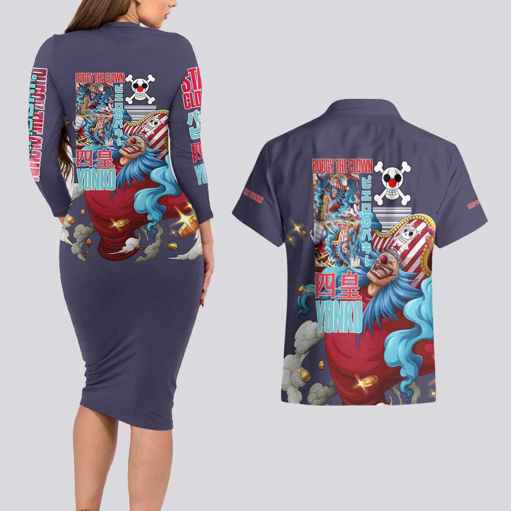 Buggy One Piece Couples Matching Long Sleeve Bodycon Dress and Hawaiian Shirt Anime Style