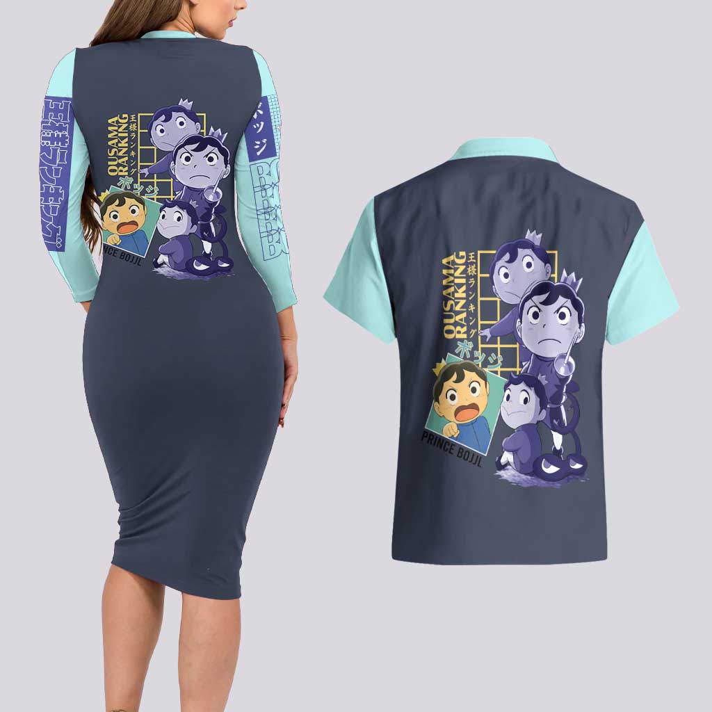 Bojji-sama Ousama Ranking Couples Matching Long Sleeve Bodycon Dress and Hawaiian Shirt Anime Style