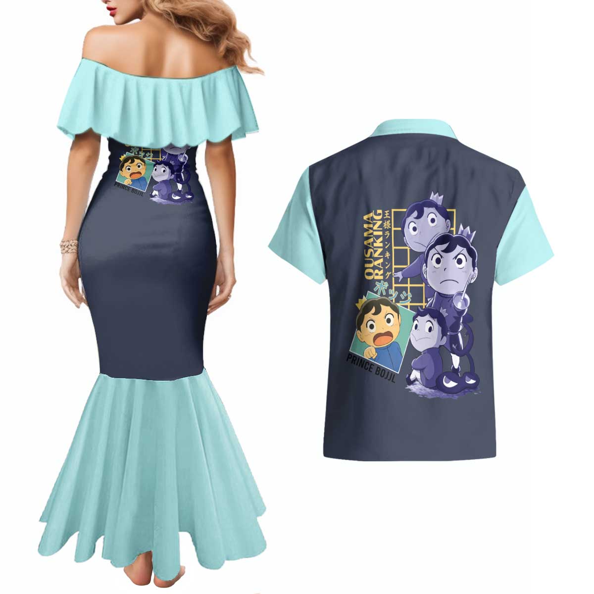 Bojji-sama Ousama Ranking Couples Matching Mermaid Dress and Hawaiian Shirt Anime Style
