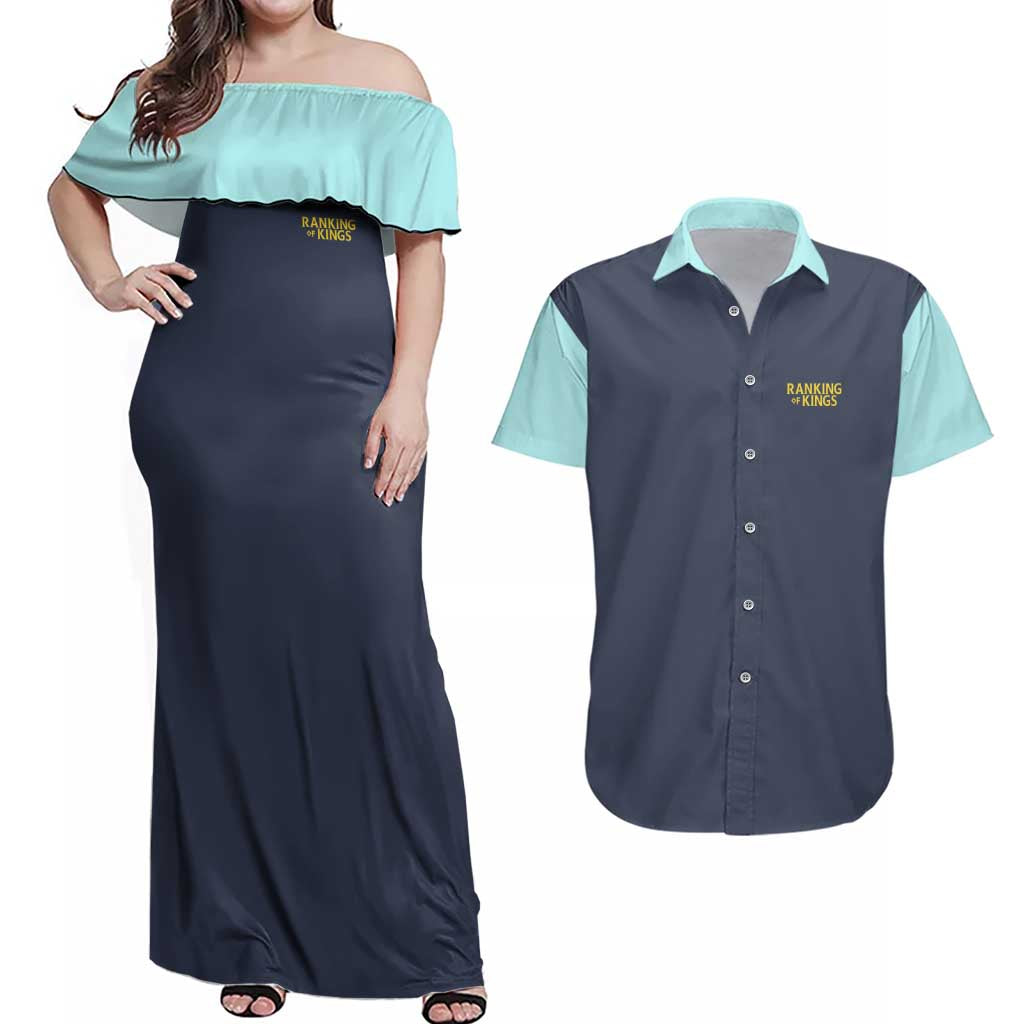 Bojji-sama Ousama Ranking Couples Matching Off Shoulder Maxi Dress and Hawaiian Shirt Anime Style
