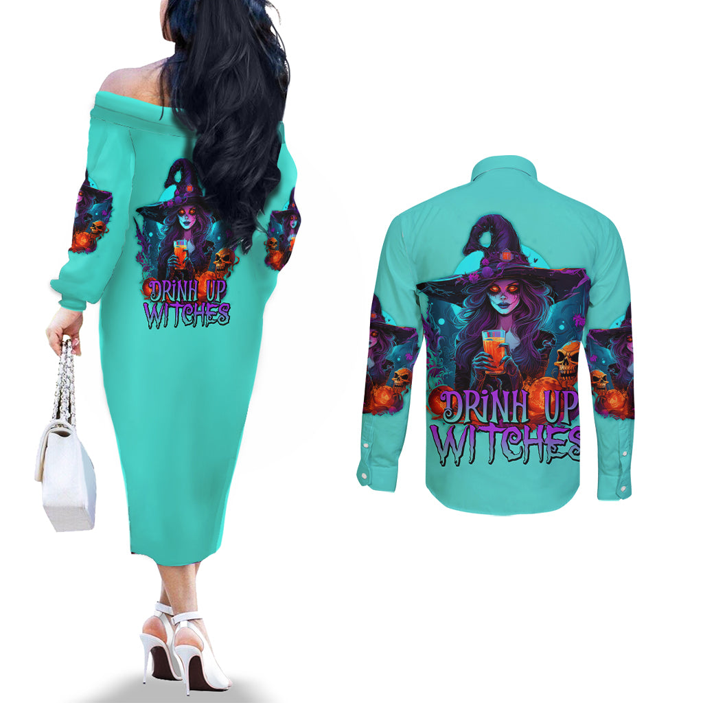 drink-up-witches-halloween-couples-matching-off-the-shoulder-long-sleeve-dress-and-long-sleeve-button-shirt