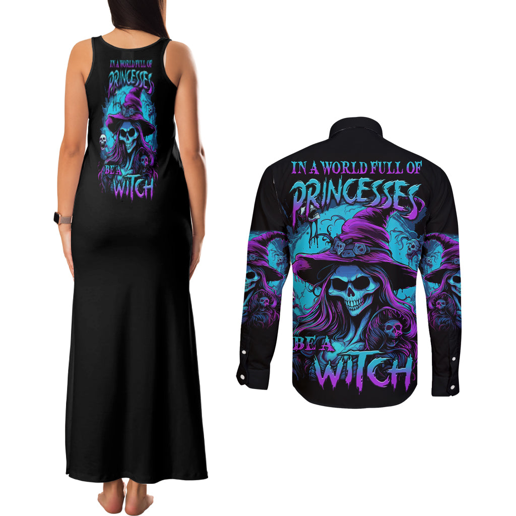 in-a-world-full-of-princesses-be-a-witch-halloween-couples-matching-tank-maxi-dress-and-long-sleeve-button-shirt