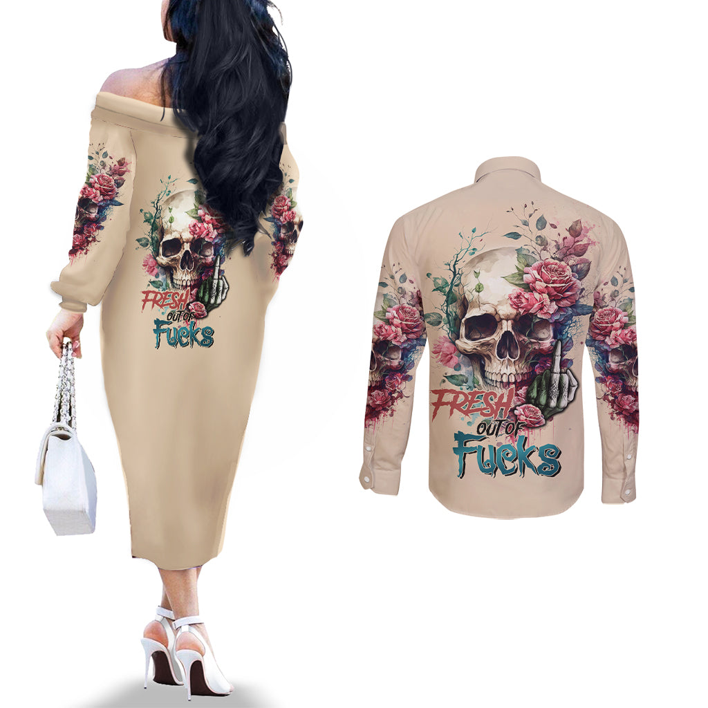 fresh-out-of-f-watercolor-skull-couples-matching-off-the-shoulder-long-sleeve-dress-and-long-sleeve-button-shirt