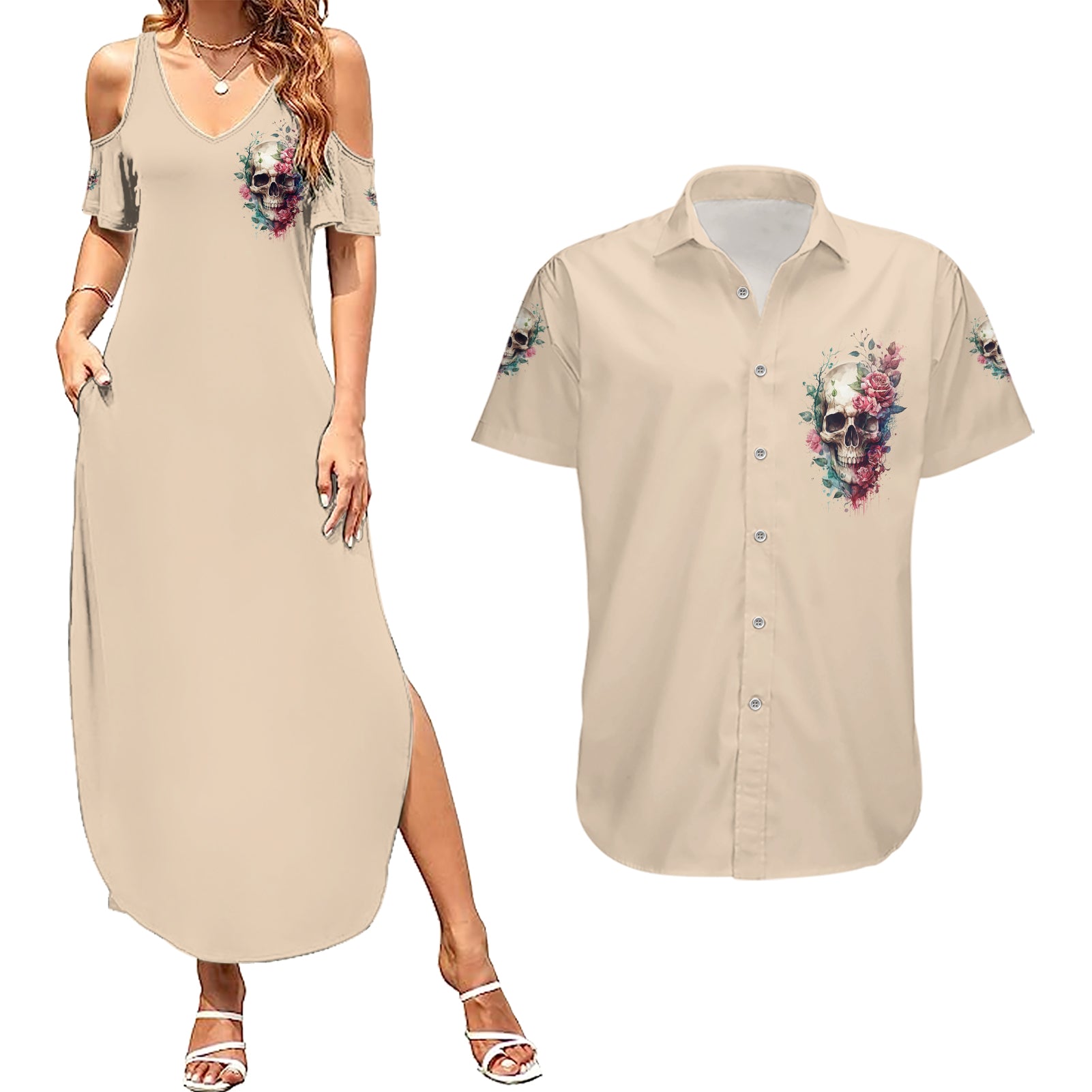 fresh-out-of-f-watercolor-skull-couples-matching-summer-maxi-dress-and-hawaiian-shirt