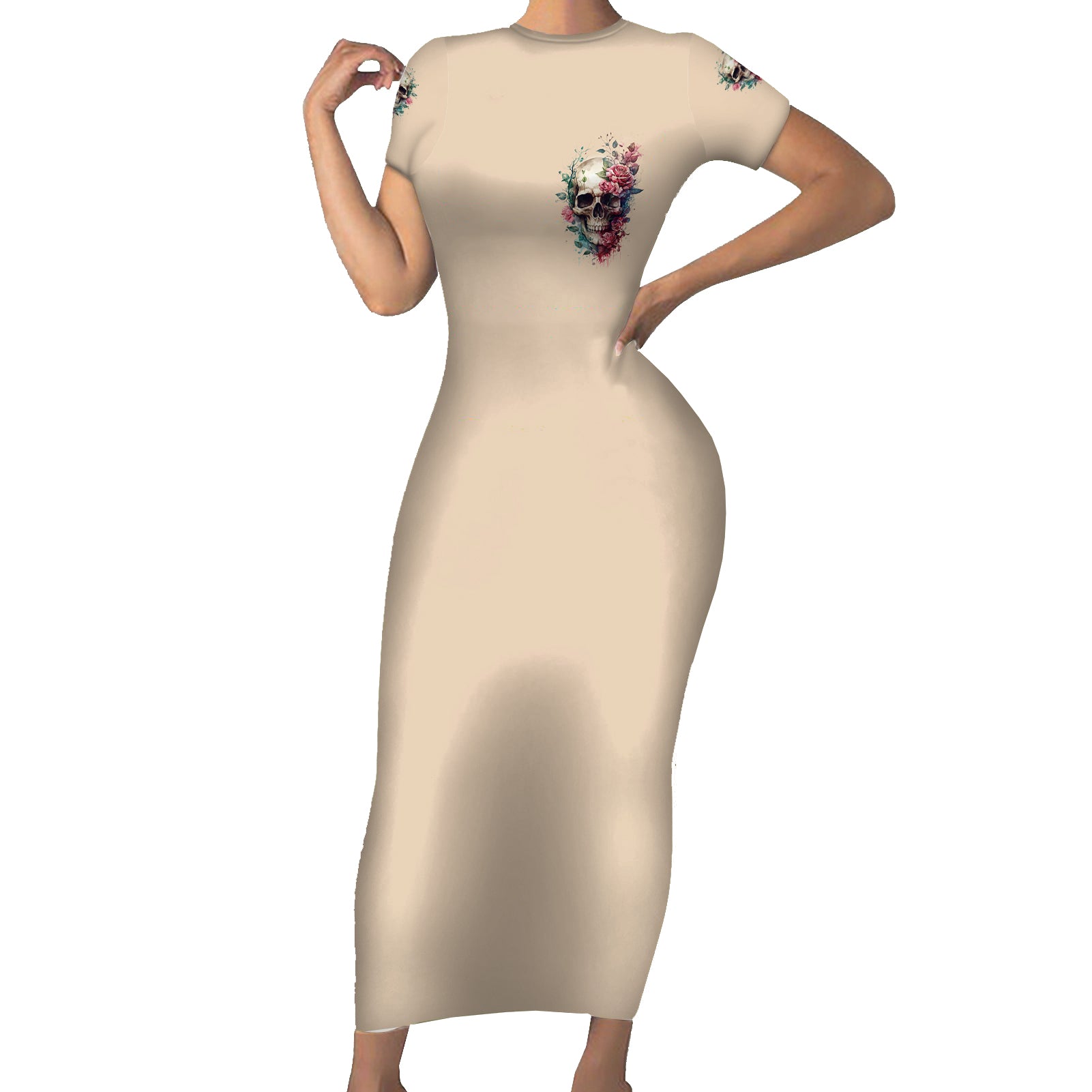 fresh-out-of-f-watercolor-skull-short-sleeve-bodycon-dress