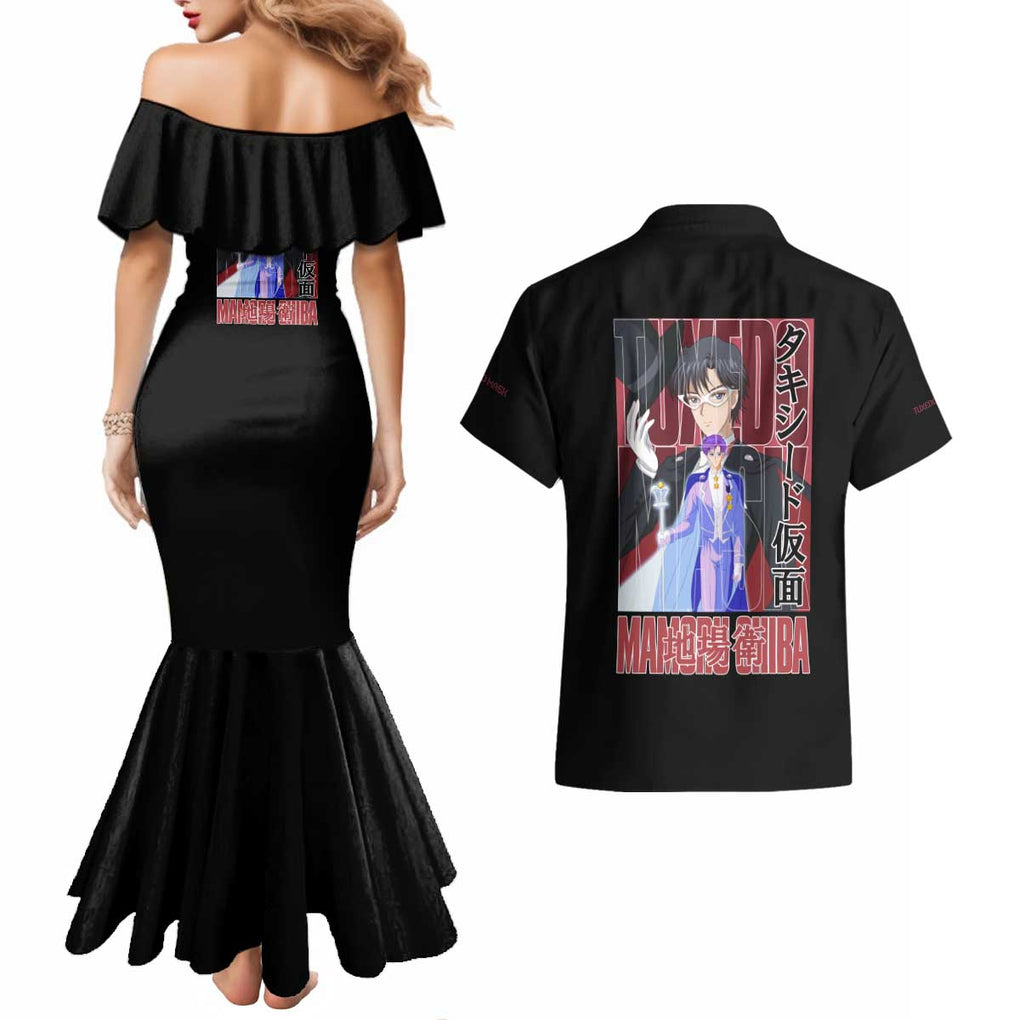 Tuxedo Mask Sailor Moon Couples Matching Mermaid Dress and Hawaiian Shirt Anime Style