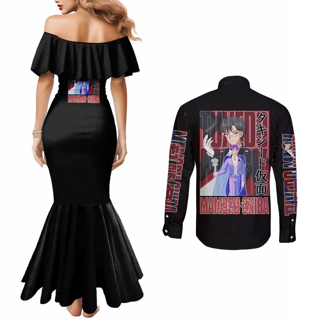 Tuxedo Mask Sailor Moon Couples Matching Mermaid Dress and Long Sleeve Button Shirt Anime Style