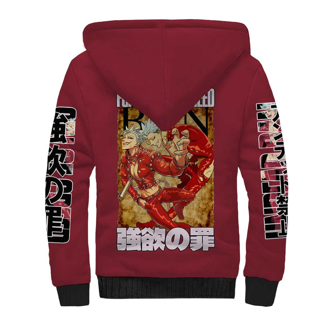 Ban Seven Deadly Sins Sherpa Hoodie Anime Style