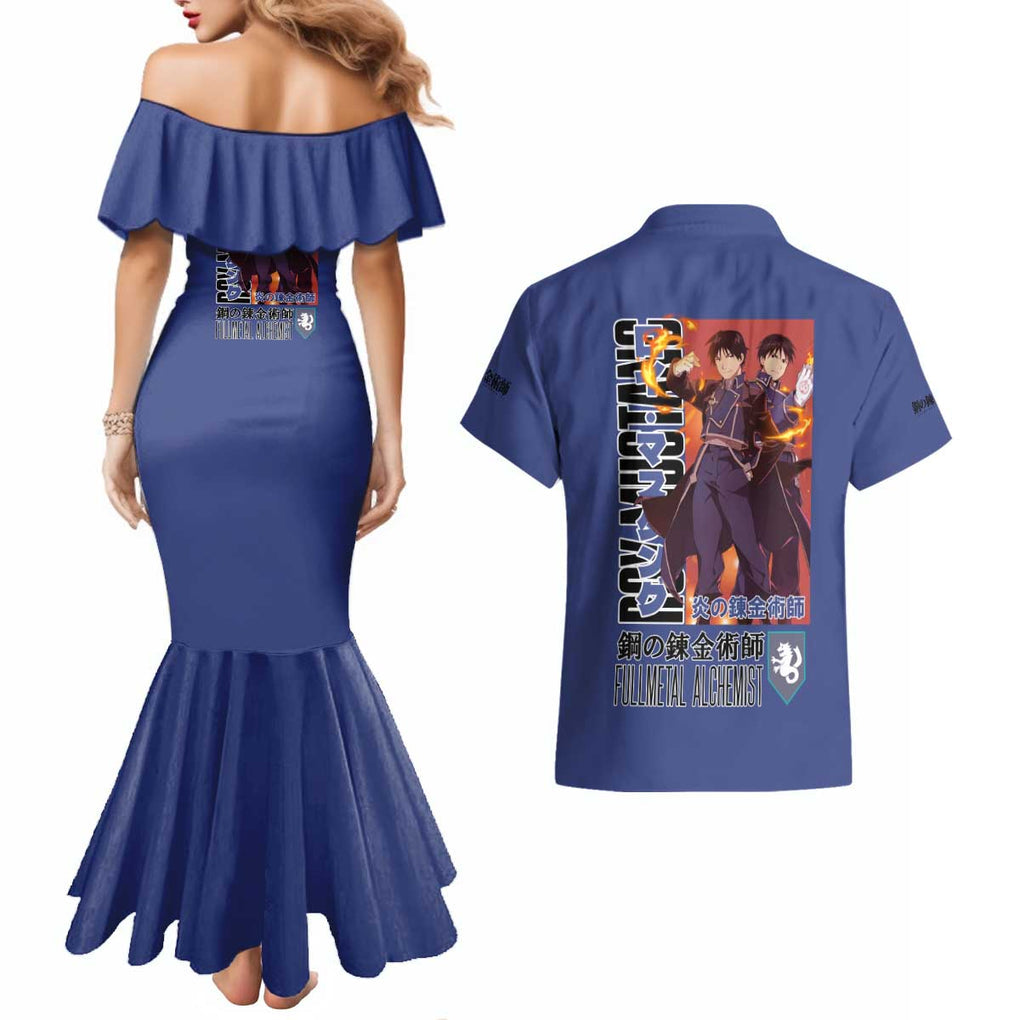 Roy Mustang Fullmetal Alchemist Couples Matching Mermaid Dress and Hawaiian Shirt Anime Style