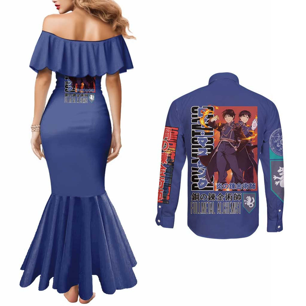 Roy Mustang Fullmetal Alchemist Couples Matching Mermaid Dress and Long Sleeve Button Shirt Anime Style