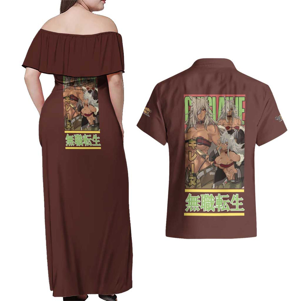 Ghislaine Dedoldia Mushoku Tensei Couples Matching Off Shoulder Maxi Dress and Hawaiian Shirt Anime Style