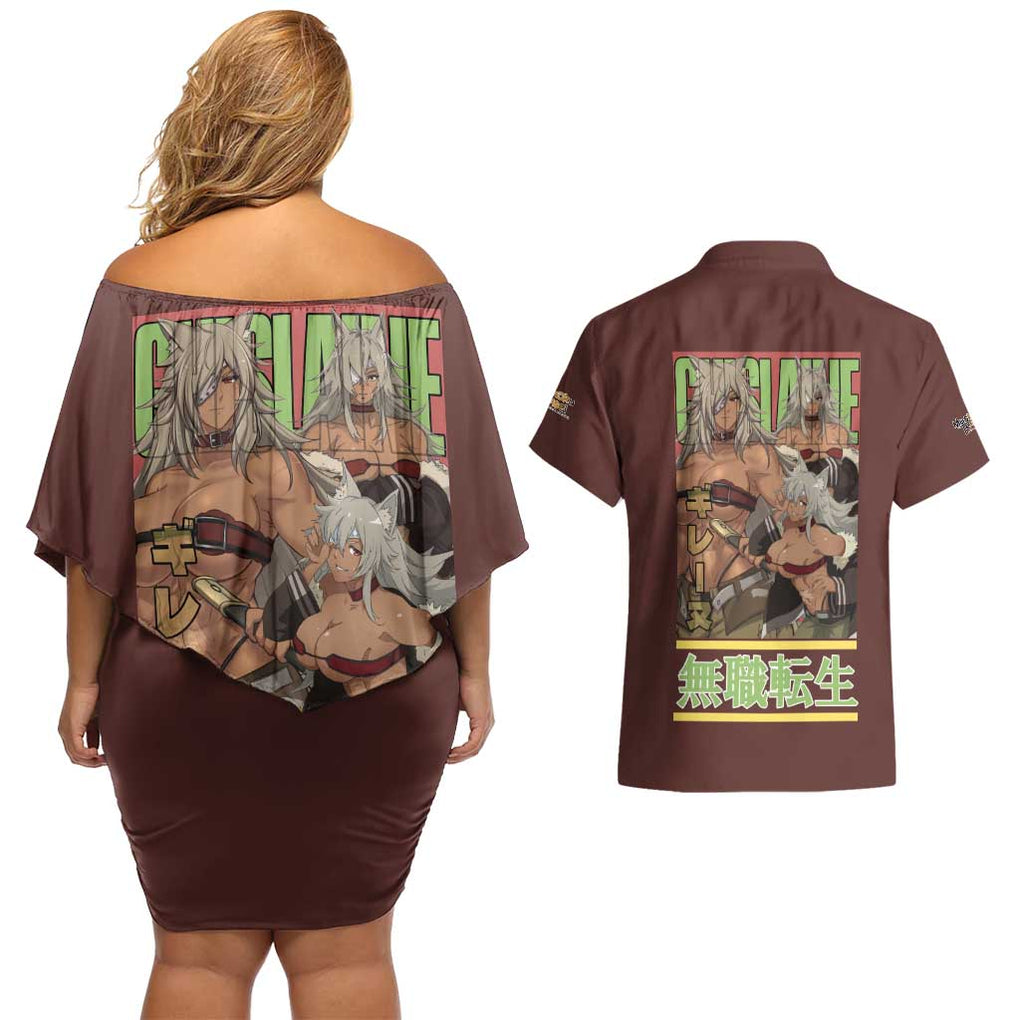 Ghislaine Dedoldia Mushoku Tensei Couples Matching Off Shoulder Short Dress and Hawaiian Shirt Anime Style