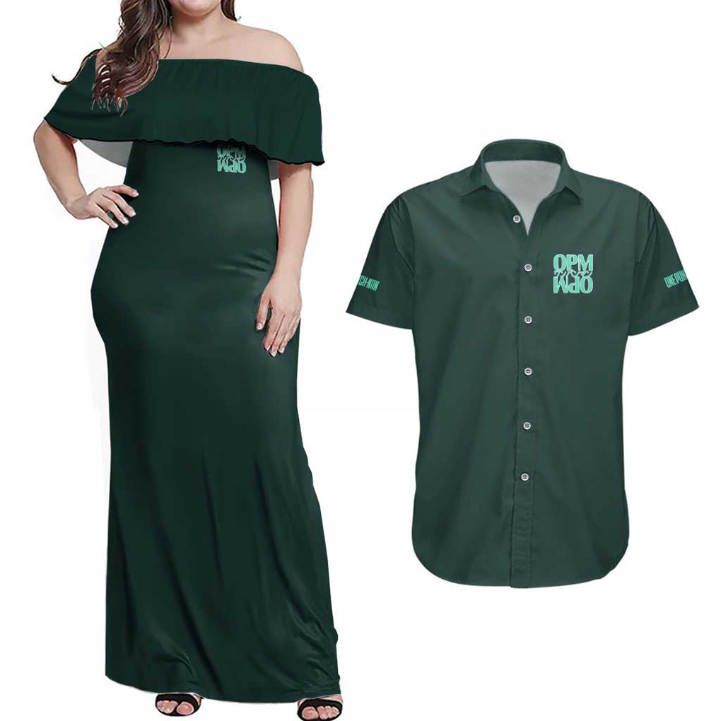 Fubuki - Hero Lv B - One Punch Man Couples Matching Off Shoulder Maxi Dress and Hawaiian Shirt Japan Anime Style