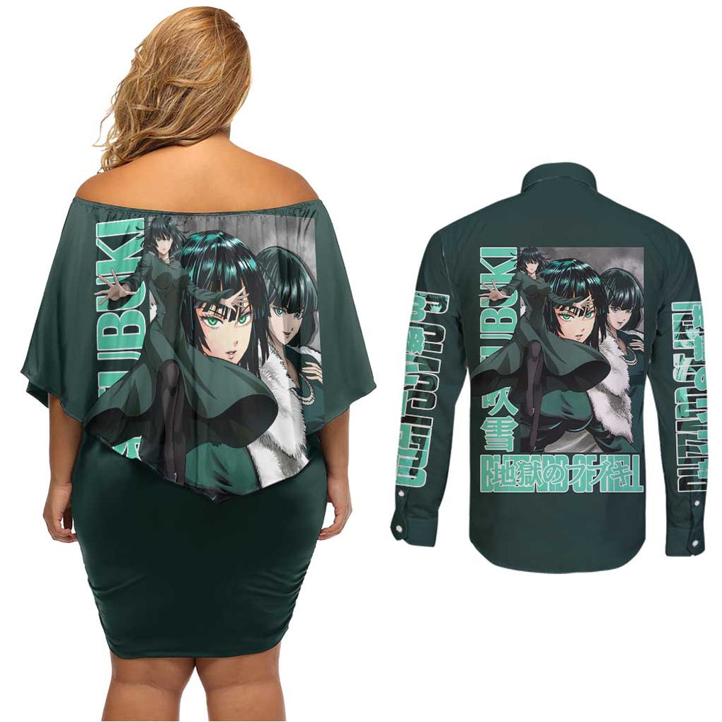 Fubuki - Hero Lv B - One Punch Man Couples Matching Off Shoulder Short Dress and Long Sleeve Button Shirt Japan Anime Style