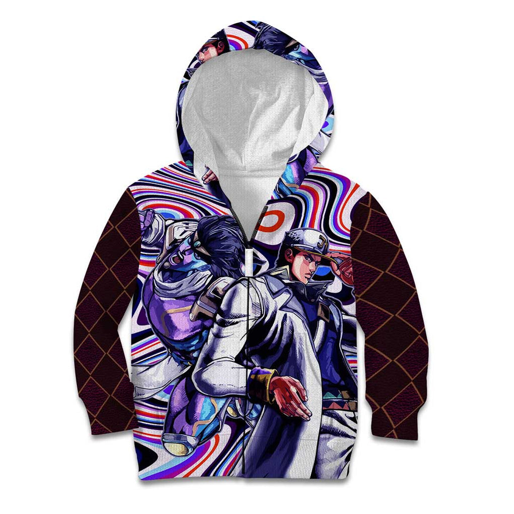 Trippy Jotaro Kujo JoJo’s Bizarre Adventure Kid Hoodie Anime Mix Trippy Style