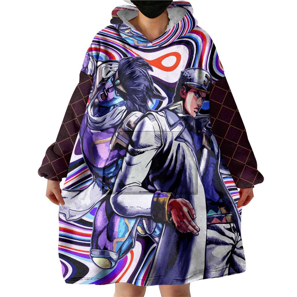 Trippy Jotaro Kujo JoJo’s Bizarre Adventure Wearable Blanket Hoodie Anime Mix Trippy Style