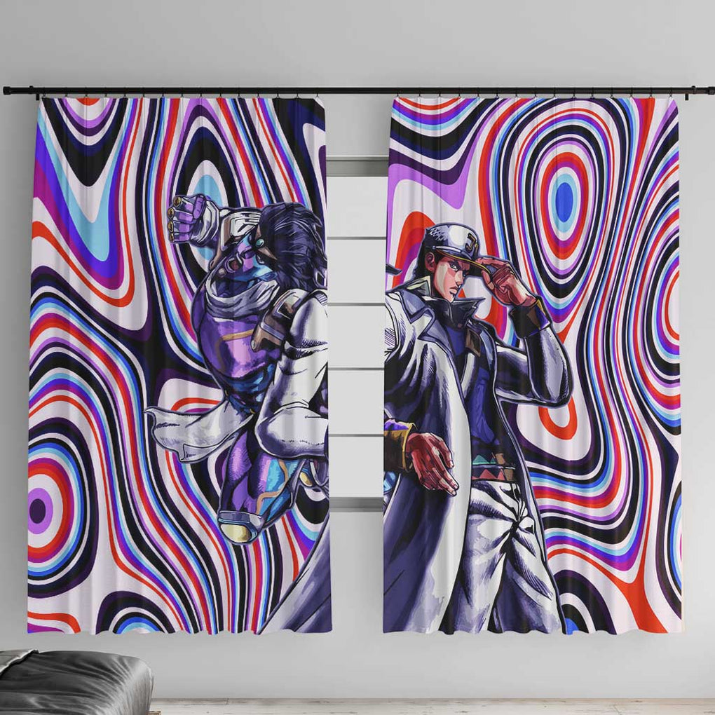 Trippy Jotaro Kujo JoJo’s Bizarre Adventure Window Curtain Anime Mix Trippy Style