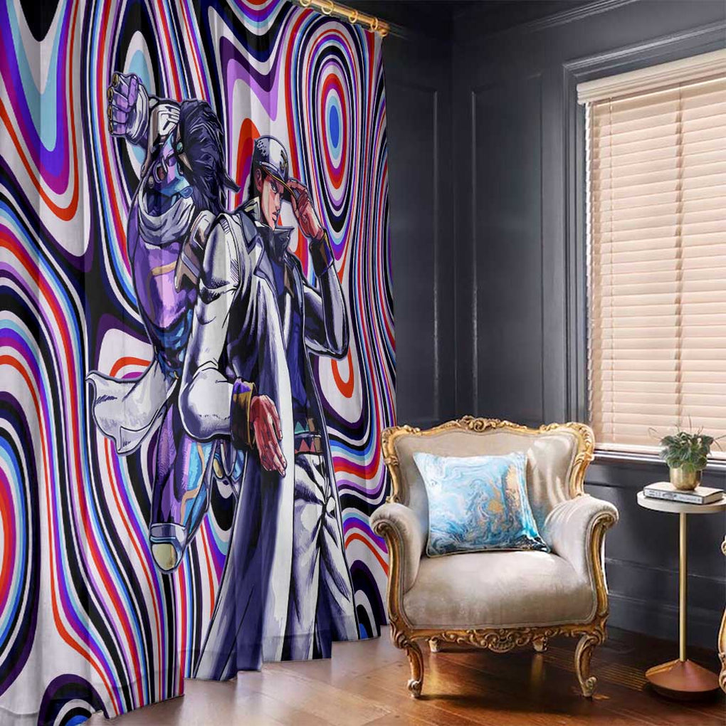 Trippy Jotaro Kujo JoJo’s Bizarre Adventure Window Curtain Anime Mix Trippy Style