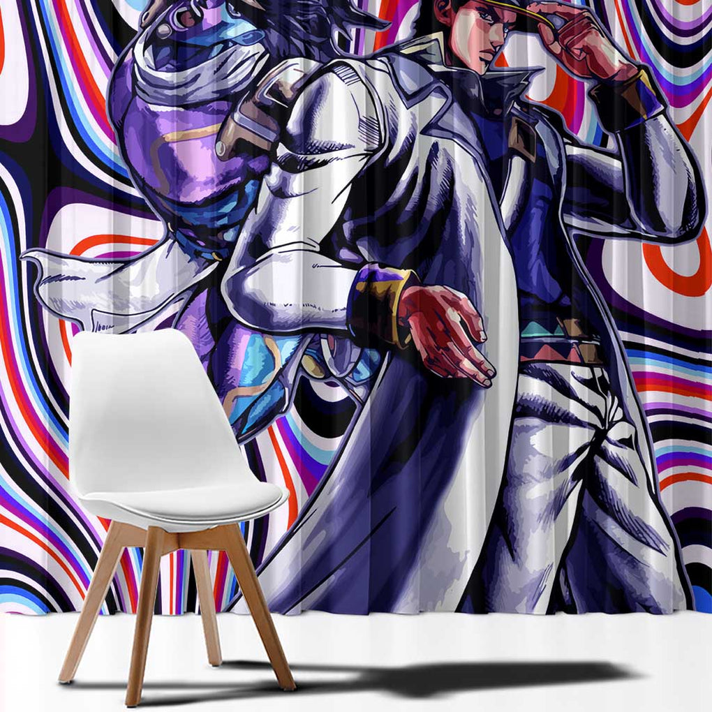 Trippy Jotaro Kujo JoJo’s Bizarre Adventure Window Curtain Anime Mix Trippy Style