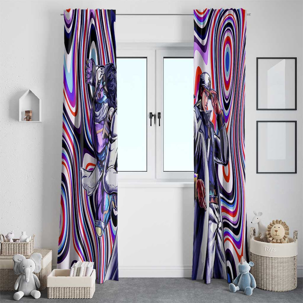 Trippy Jotaro Kujo JoJo’s Bizarre Adventure Window Curtain Anime Mix Trippy Style