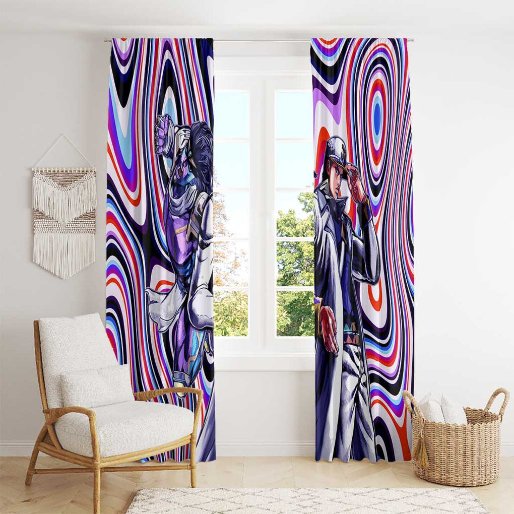 Trippy Jotaro Kujo JoJo’s Bizarre Adventure Window Curtain Anime Mix Trippy Style