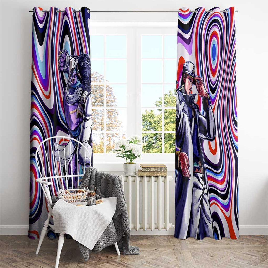 Trippy Jotaro Kujo JoJo’s Bizarre Adventure Window Curtain Anime Mix Trippy Style