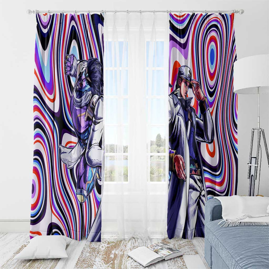 Trippy Jotaro Kujo JoJo’s Bizarre Adventure Window Curtain Anime Mix Trippy Style