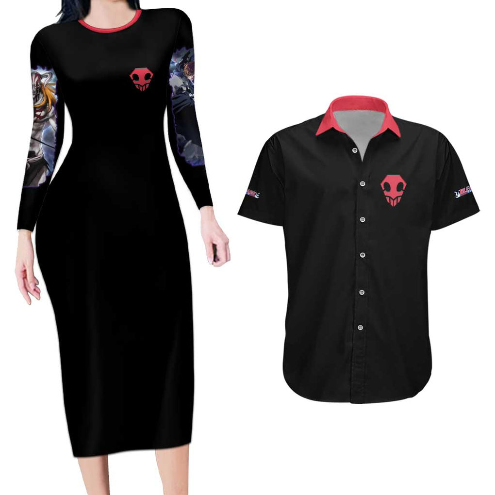 Kurosaki Ichigo V4 Bleach Couples Matching Long Sleeve Bodycon Dress and Hawaiian Shirt Japan Anime Style