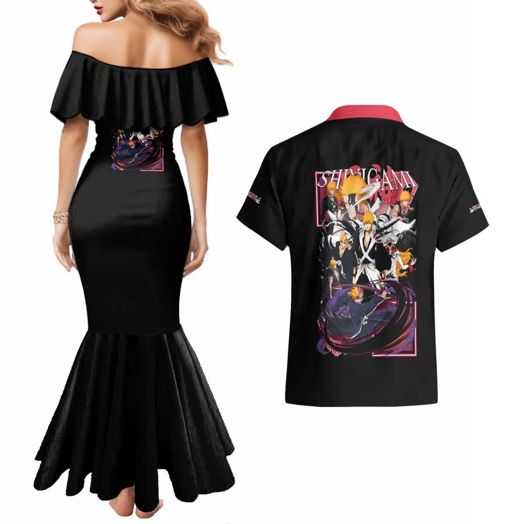 Kurosaki Ichigo V4 Bleach Couples Matching Mermaid Dress and Hawaiian Shirt Japan Anime Style